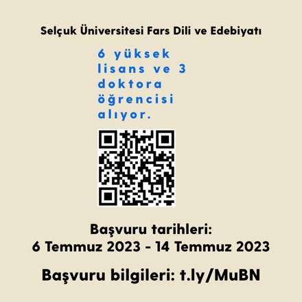 Fars Dili ve Edebiyatı 6 Yüksek Lisans ve 3 Doktora Öğrencisi alıyor